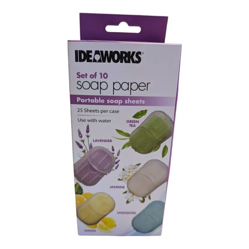 Ideaworks Soap Paper 10 Travel Cases 25 Soap Sheets Per Case Scented Pocket-Size